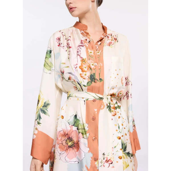 Elie Saab Printed Twill Long Shirt in Multicolour featuring  – Luxury Designer Fashion at Luxury Shoes .