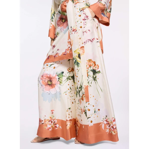 Elie Saab Printed Twill Pants in Multicolour featuring  – Luxury Designer Fashion at Luxury Shoes .