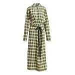 Essentiel-Antwerp-Beige-and-green-checked-oversized-maxi-dress-with-rhinestone-embellished-collar-scaled56495_nobg Beige and green checked oversized maxi dress with rhinestone-embellished collar