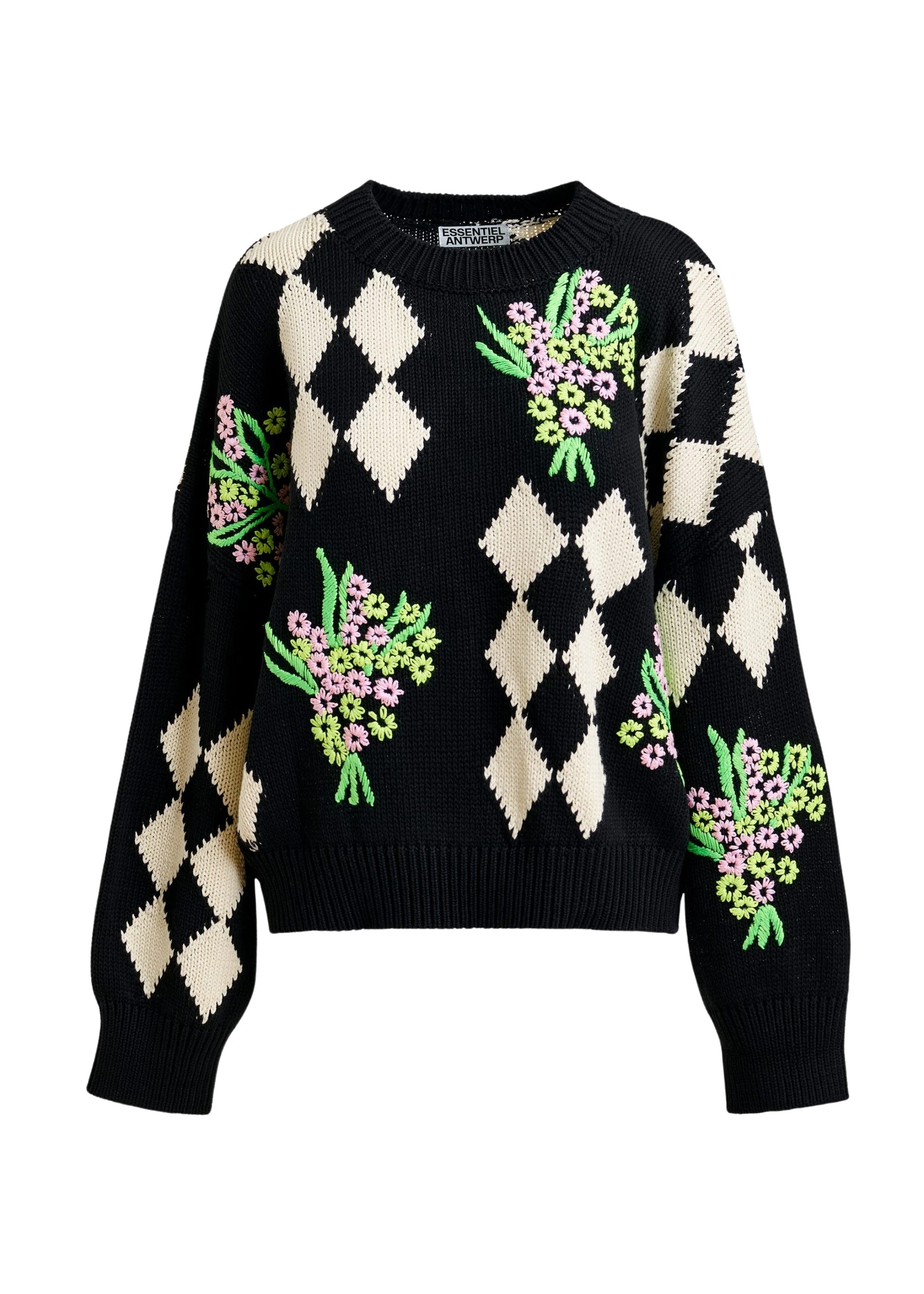 Essentiel-Antwerp-Black-and-off-white-oversized-jacquard-knit-sweater-scaled83539_nobg Black and off-white oversized jacquard knit sweater