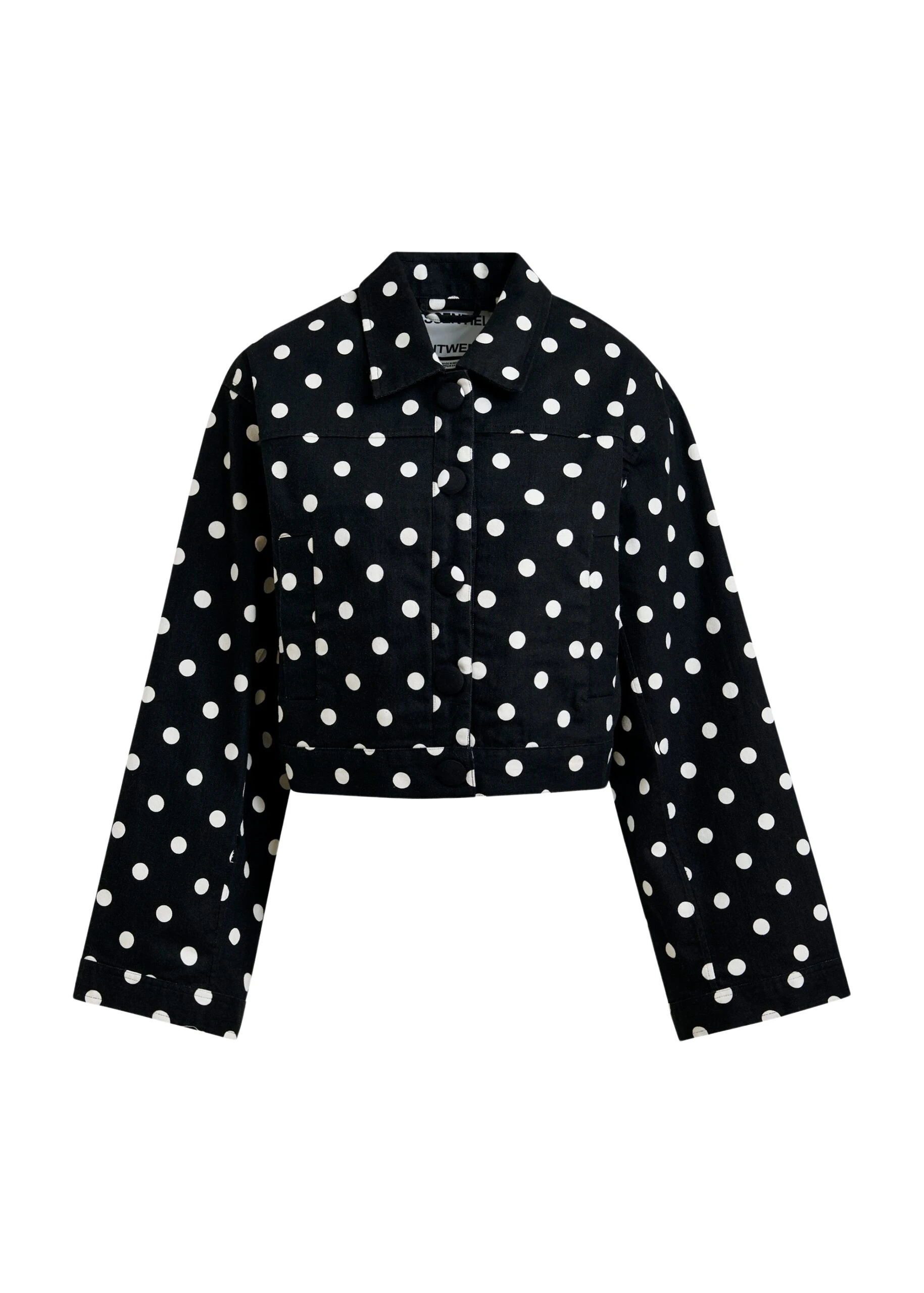 Essentiel-Antwerp-Black-and-white-polka-dot-cropped-cotton-jacket-scaled92142_nobg Black and white polka-dot cropped cotton jacket