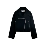 Black wool double-faced jacket