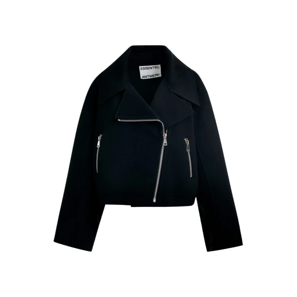 Black wool double-faced jacket