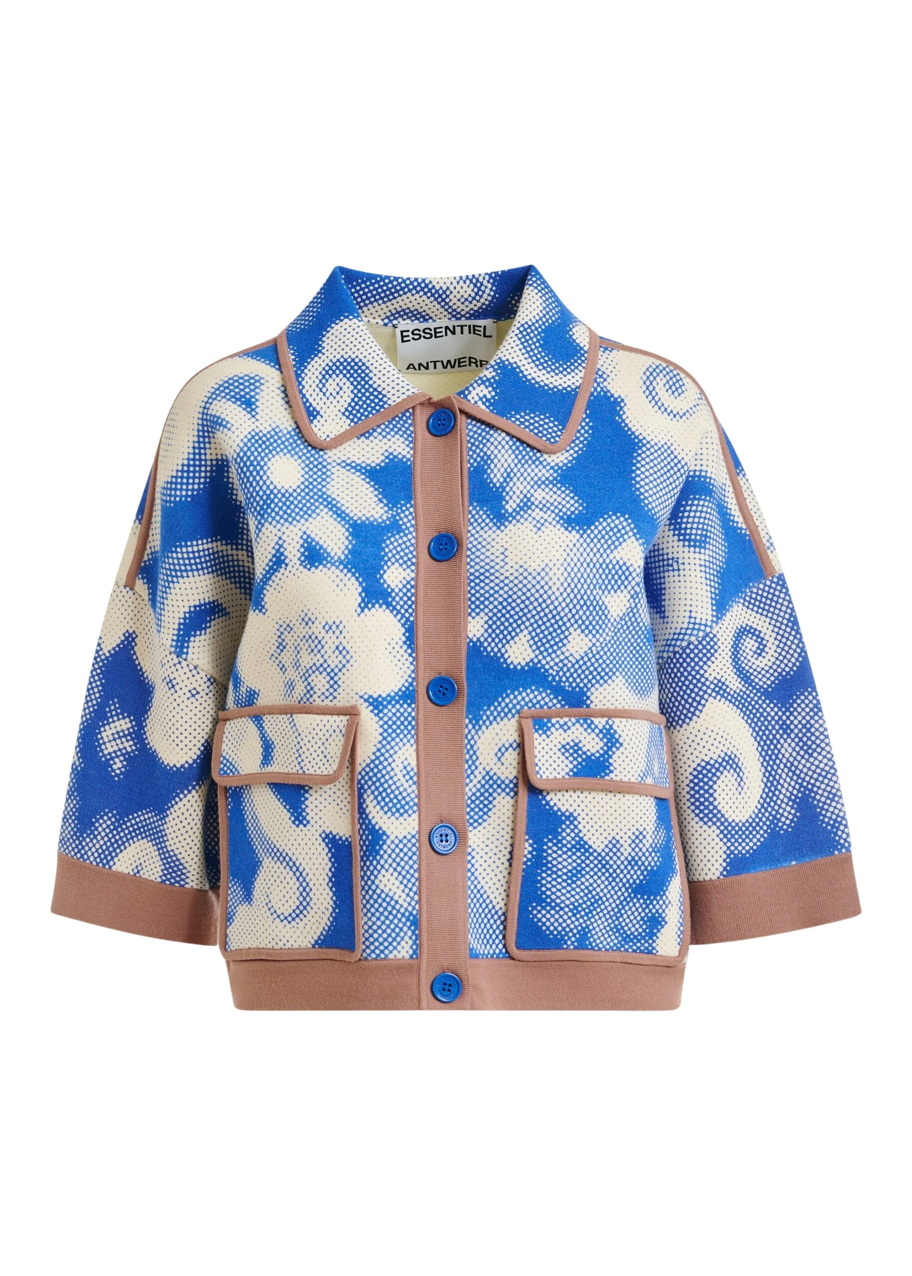 Essentiel-Antwerp-Blue-and-off-white-floral-print-knit-cardigan-with-brown-contrasting-trims-scaled76510_nobg Blue and off-white floral-print knit cardigan with brown contrasting trims