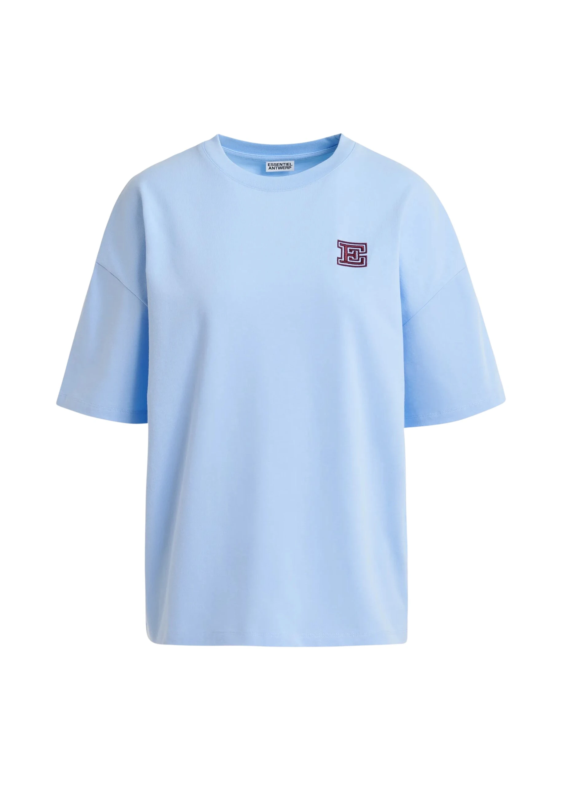 Essentiel-Antwerp-Blue-cotton-T-shirt-with-E-embroidery-scaled25907_nobg Blue cotton T-shirt with 'E' embroidery