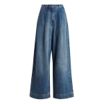 Blue organic cotton-blend wide-leg jeans