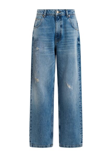 Blue organic cotton cropped boyfriend jeans