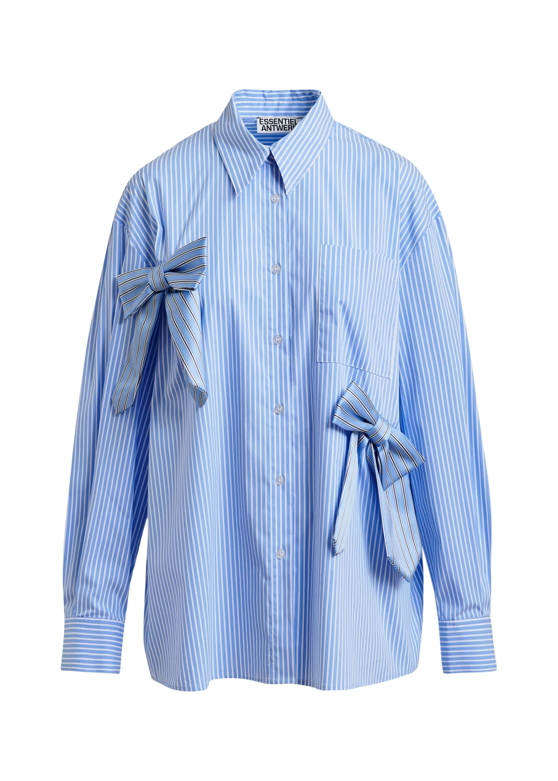 Essentiel-Antwerp-Blue-white-and-black-striped-oversized-cotton-shirt-with-tie-bows-scaled33503_nobg Blue