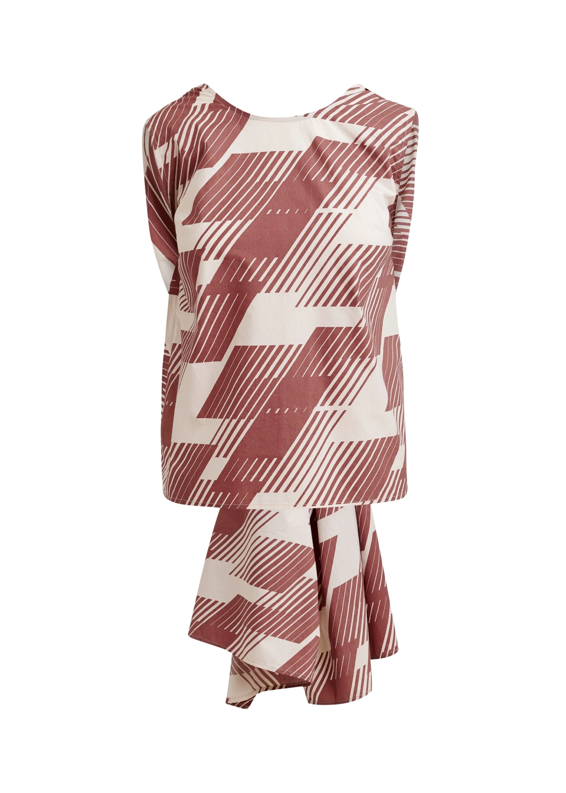 Essentiel-Antwerp-Brown-and-off-white-cotton-wrap-tie-top-with-low-back-scaled21639_nobg Brown and off-white cotton wrap tie top with low back