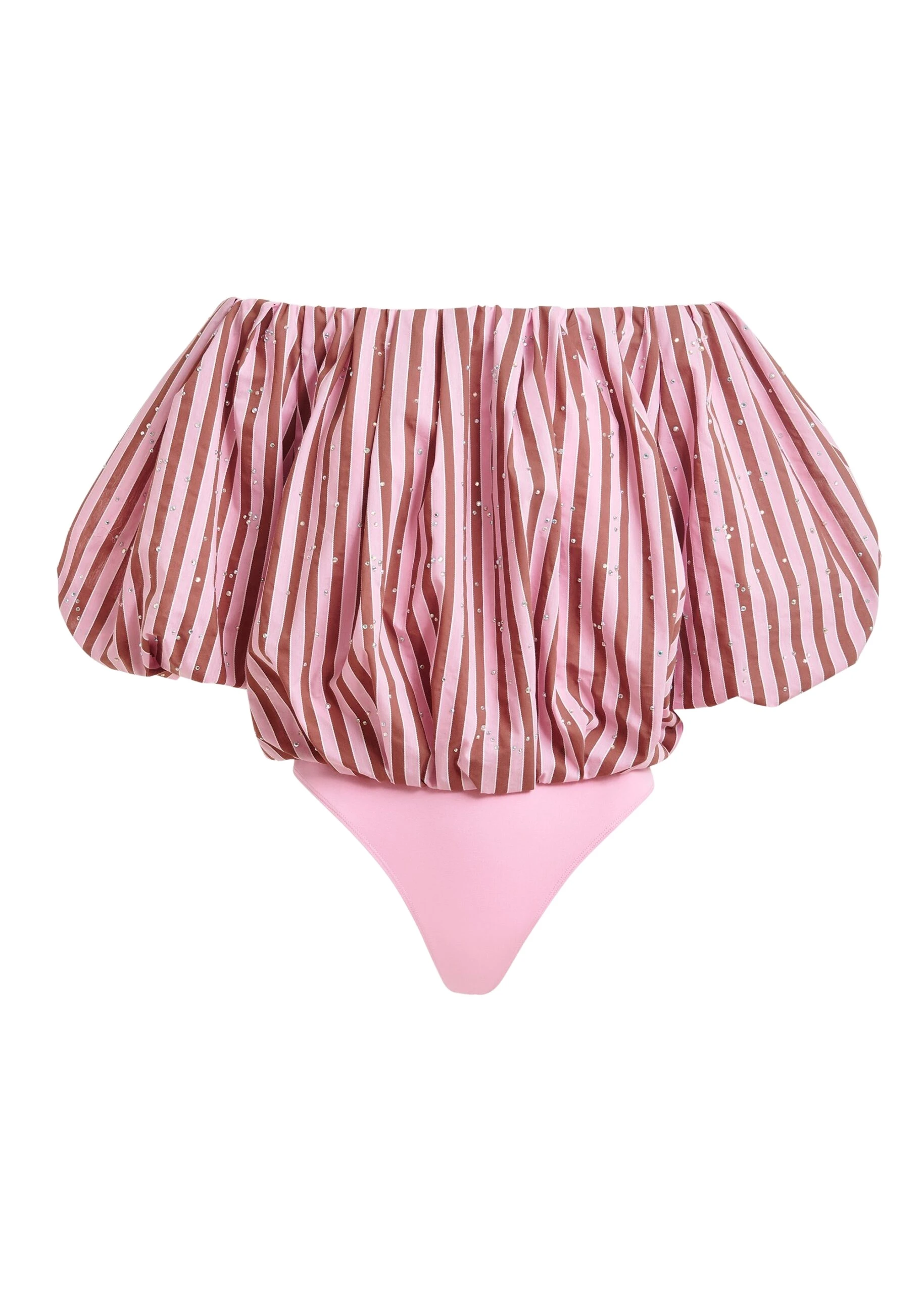 Essentiel-Antwerp-Brown-and-pink-gathered-bodysuit-with-puffed-sleeves-scaled47777_nobg Brown and pink gathered bodysuit with puffed sleeves