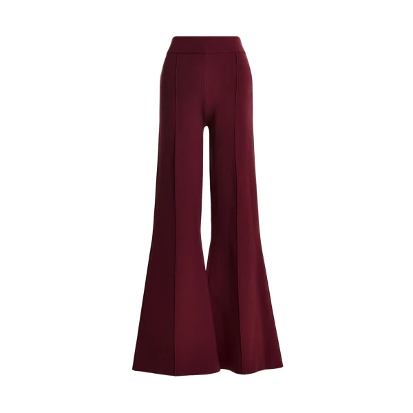 Burgundy flared pants with high-rise waist