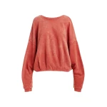 Burned orange cropped cotton sweatshirt with wrapback detail