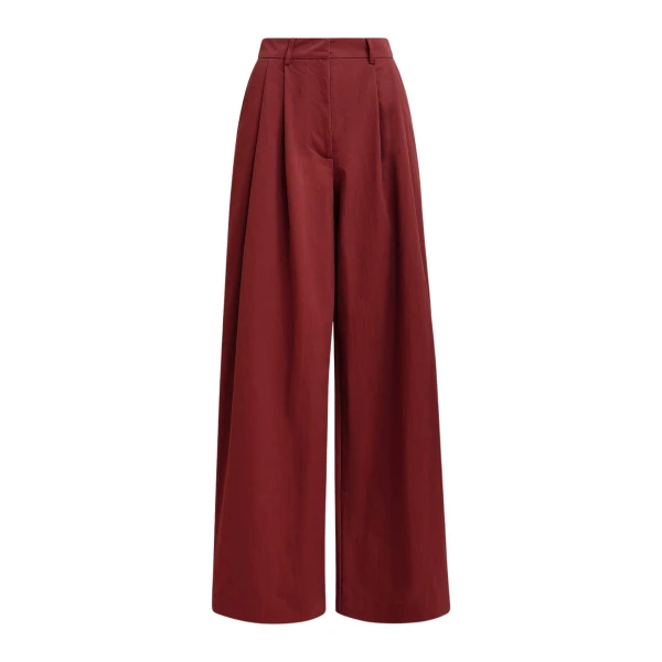 Burned orange pleated wide-leg pants