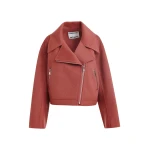 Burned orange wool double-faced jacket