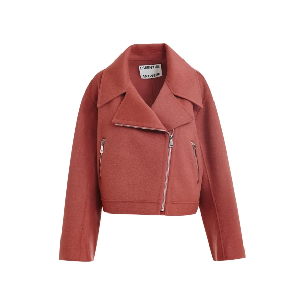 Burned orange wool double-faced jacket