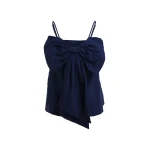 Dark blue cotton top with bow detail