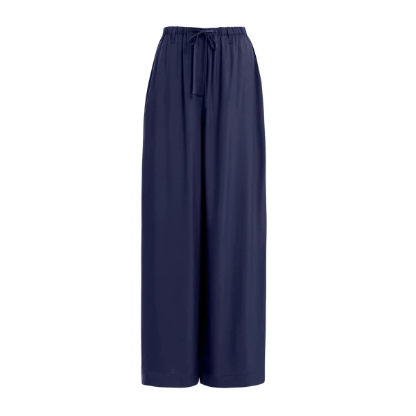 Dark blue relaxed-fit pants with drawstring