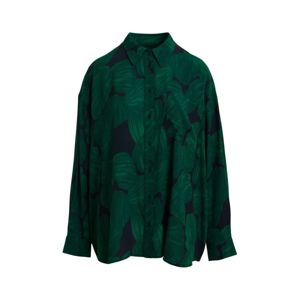 Dark green and black printed oversized shirt