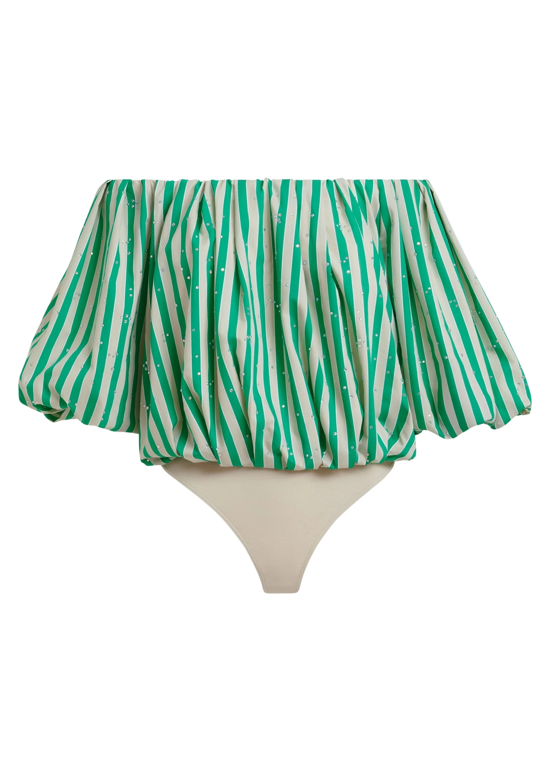 Essentiel-Antwerp-Green-and-cream-gathered-bodysuit-with-puffed-sleeves-scaled12130_nobg Green and cream gathered bodysuit with puffed sleeves