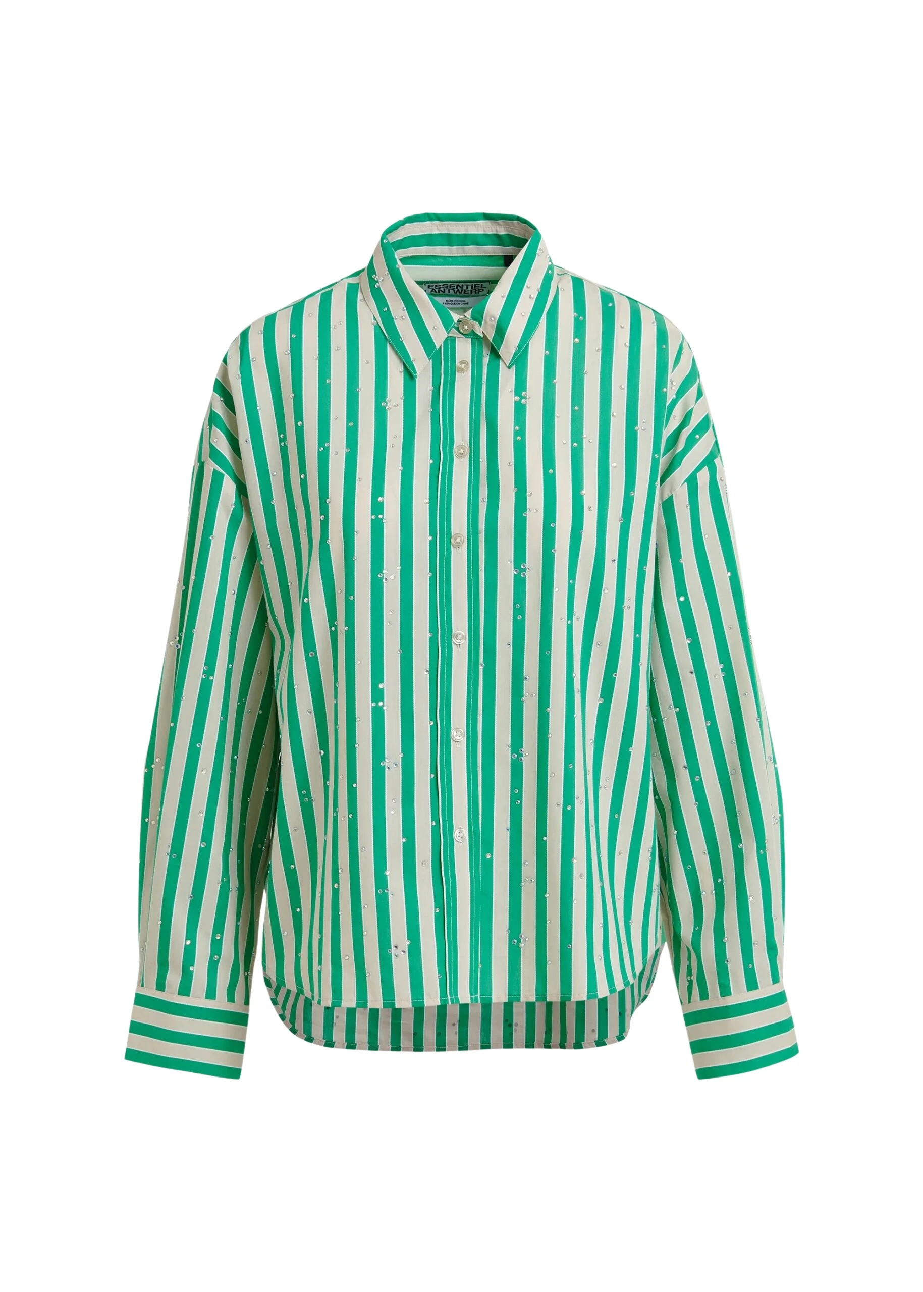 Essentiel-Antwerp-Green-and-cream-striped-cotton-blend-shirt-with-rhinestone-embellishments-scaled69324_nobg Green and cream striped cotton-blend shirt with rhinestone embellishments
