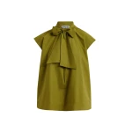 Green sleeveless top with tie neckline