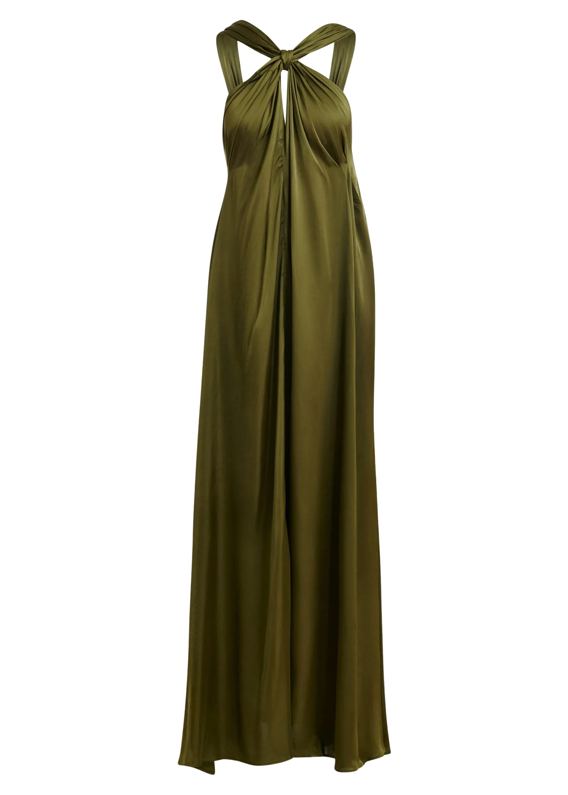 Essentiel-Antwerp-Khaki-A-line-halterneck-maxi-dress-with-crossover-straps-scaled37633_nobg Khaki A-line halterneck maxi dress with crossover straps