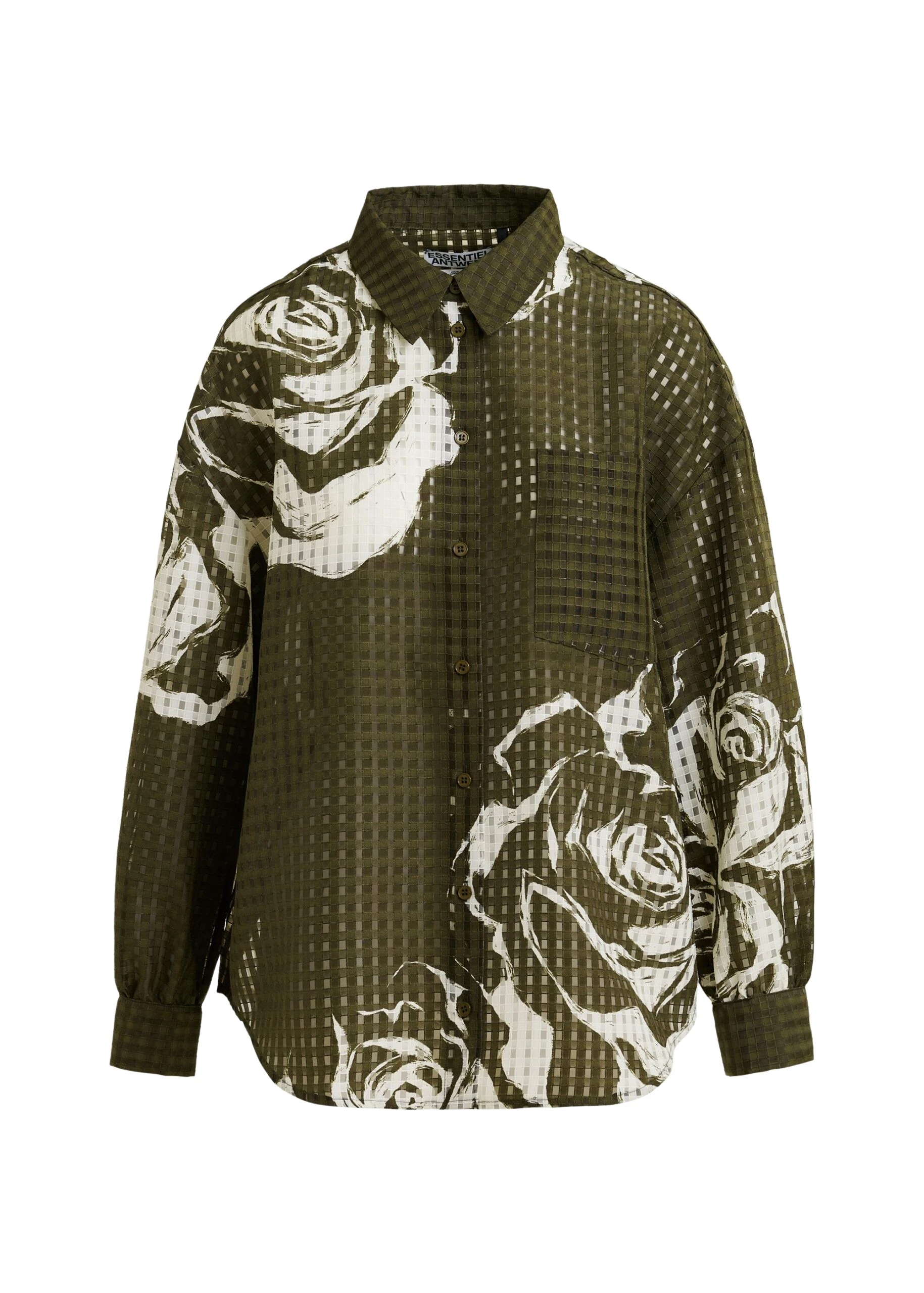 Essentiel-Antwerp-Khaki-and-off-white-oversized-sheer-printed-shirt-scaled38057_nobg Khaki and off-white oversized sheer printed shirt