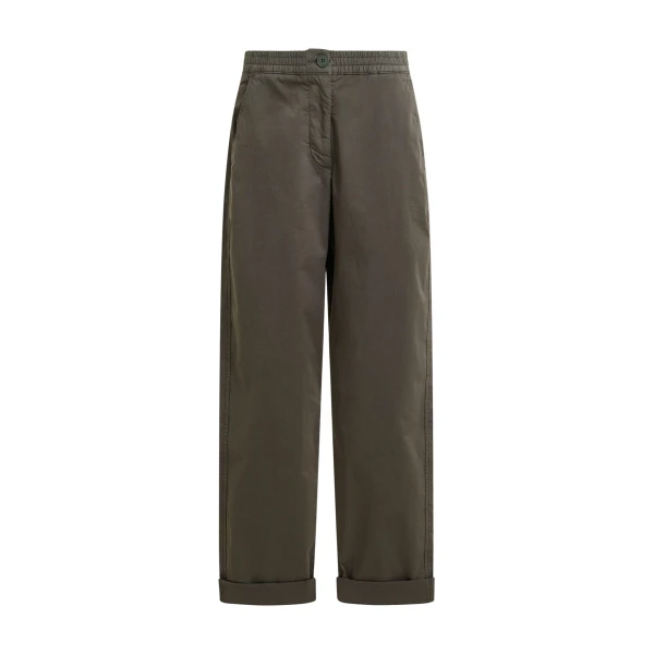 Khaki organic cotton-blend pants