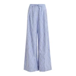 Light blue and white rhinestone-embellished striped wide-leg pants