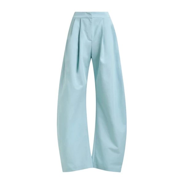 Light blue barrel-leg pants with pleated waist