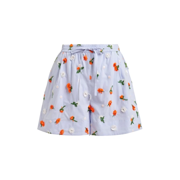Light blue shorts with orange and green sequin