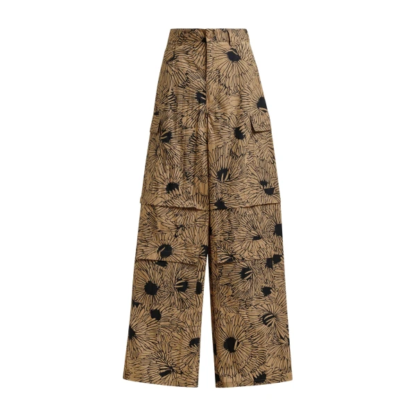 Light brown and black cotton-blend flap cargo pants