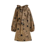Essentiel-Antwerp-Light-brown-and-black-cotton-mini-dress-with-voluminous-sleeves-and-adjustable-neckline-scaled94584_nobg Light brown and black cotton mini dress with voluminous sleeves and adjustable neckline