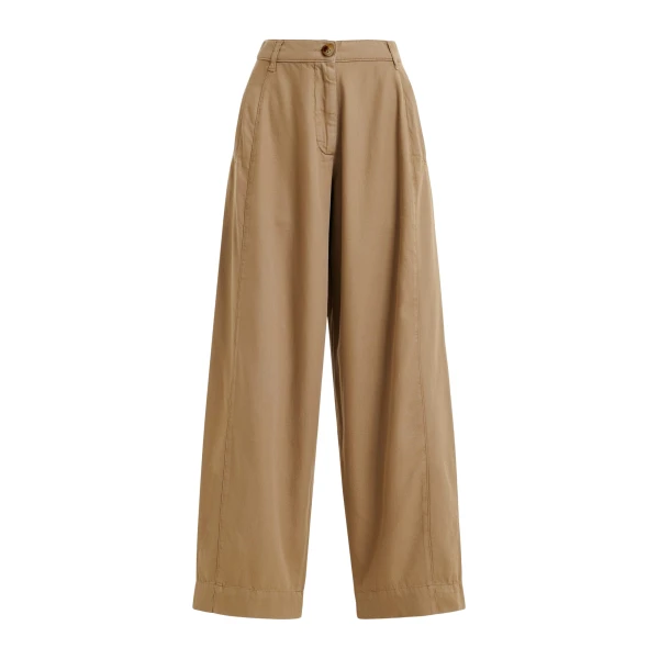 Light brown organic cotton wide-leg pants