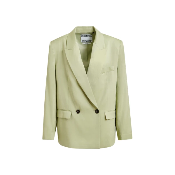 Light green straight-cut double-breasted blazer