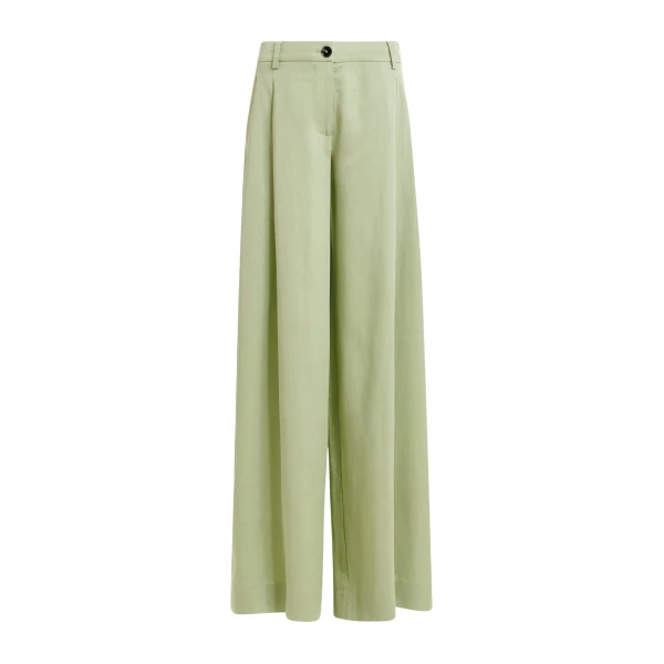 Light green wide-leg tailored pants