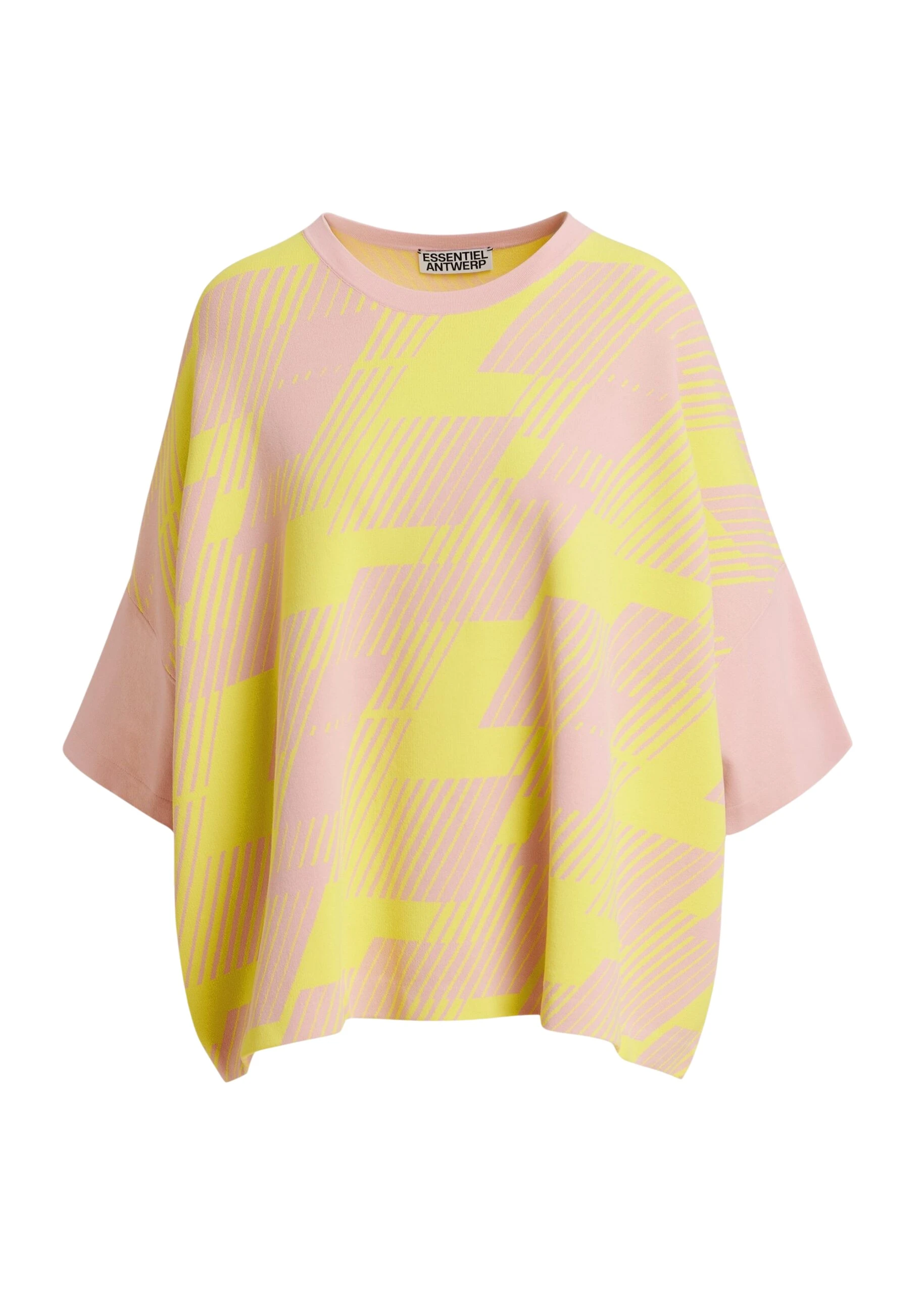 Essentiel-Antwerp-Light-pink-and-yellow-jacquard-knit-top-scaled76160_nobg Light pink and yellow jacquard-knit top