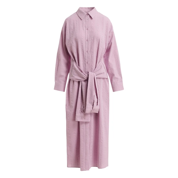 Light pink cotton shirt dress with faux-sleeve detailing
