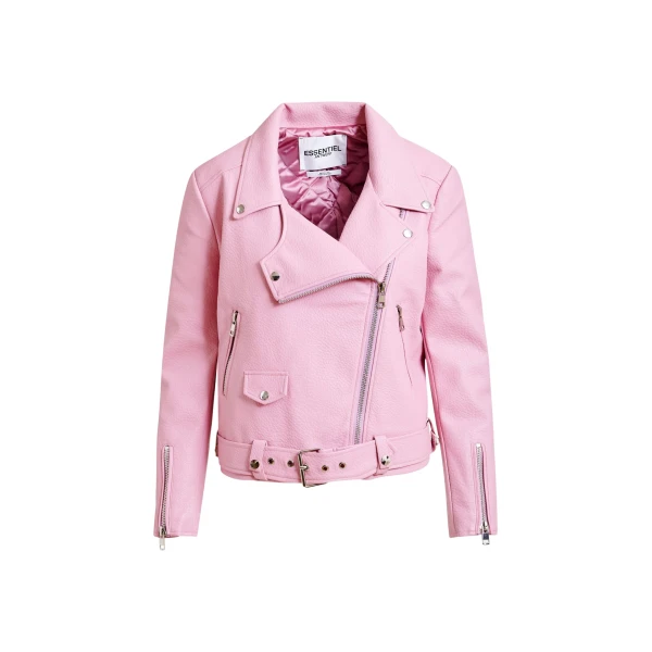 Light pink fitted biker jacket