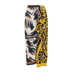 Multicolor printed draped midi skirt
