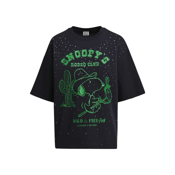 Navy and green Peanuts™ Snoopy rhinestone-embellished T-shirt