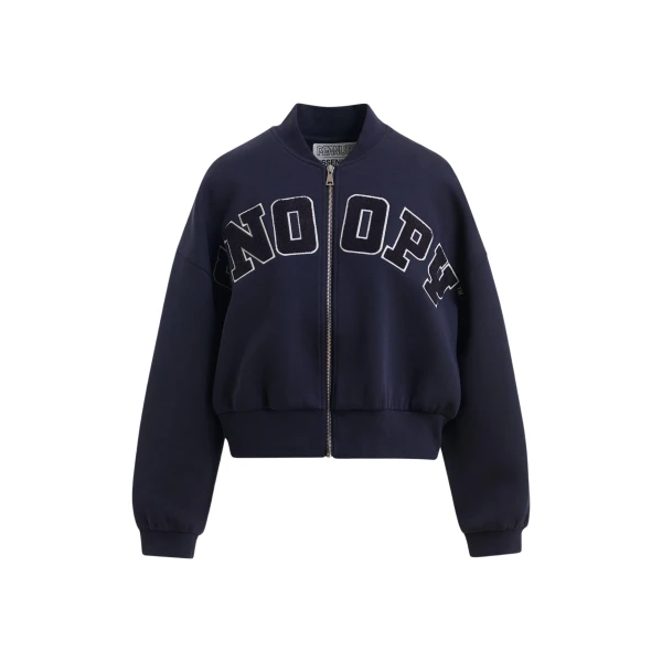 Navy bomber with Snoopy letter appliqués with separate iron-on patches