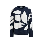 Navy cotton sweatshirt with white flame appliqués