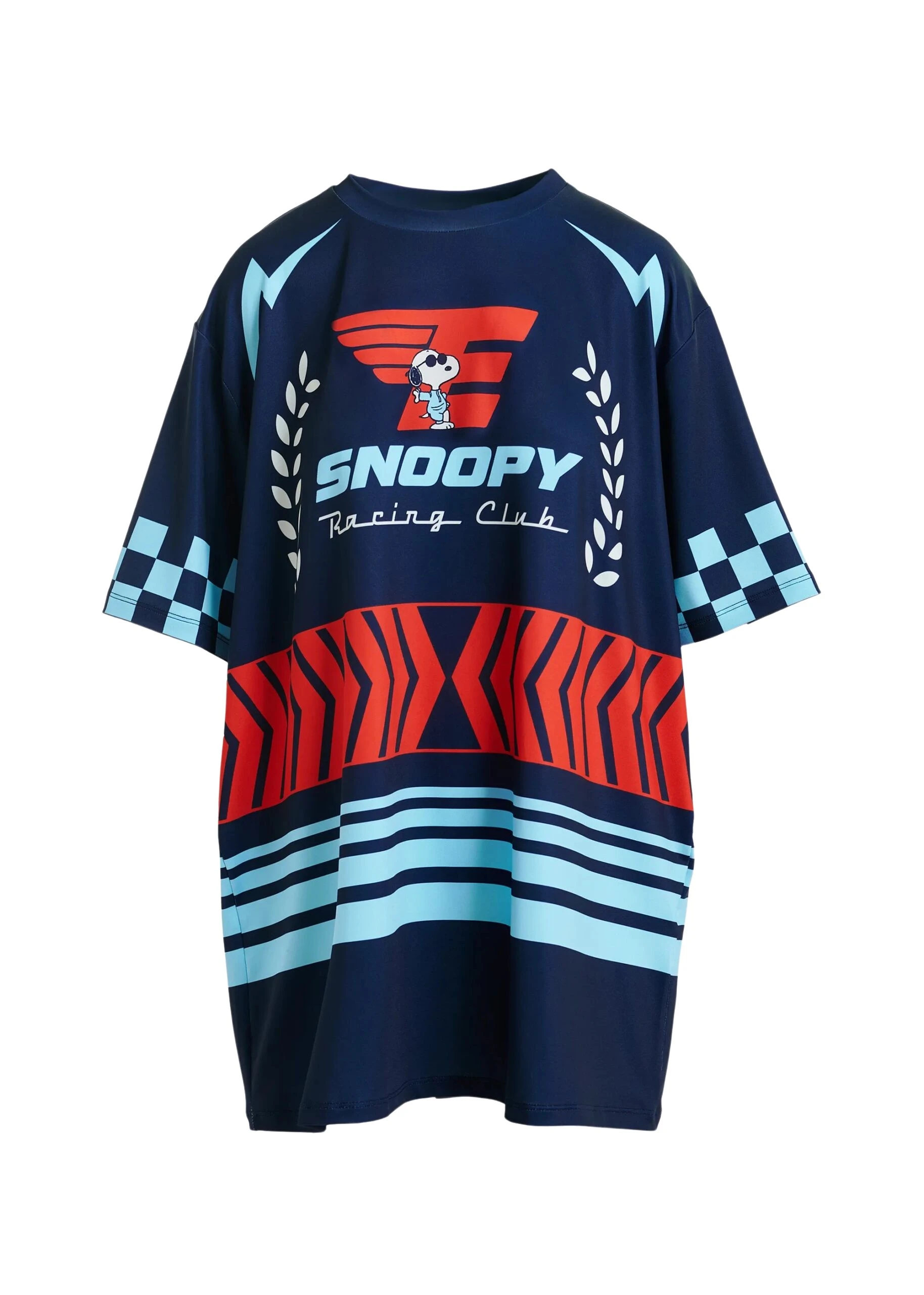 Essentiel-Antwerp-Navy-graphic-jersey-mini-dress-with-red-and-light-blue-Peanuts™-print-scaled83396_nobg Navy graphic jersey mini dress with red and light blue Peanuts™ print