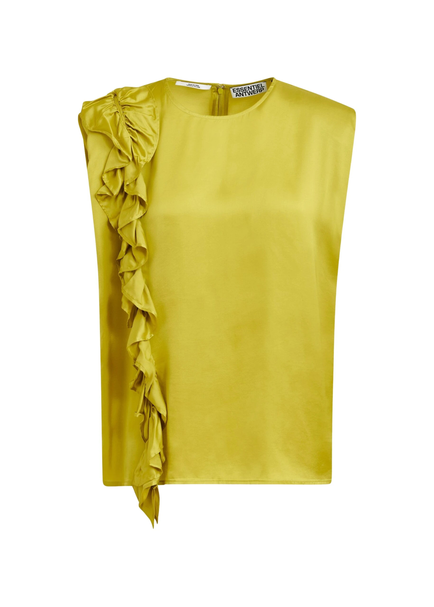 Essentiel-Antwerp-Ochre-sleeveless-top-with-ruffle-detail-scaled90905_nobg Ochre sleeveless top with ruffle detail