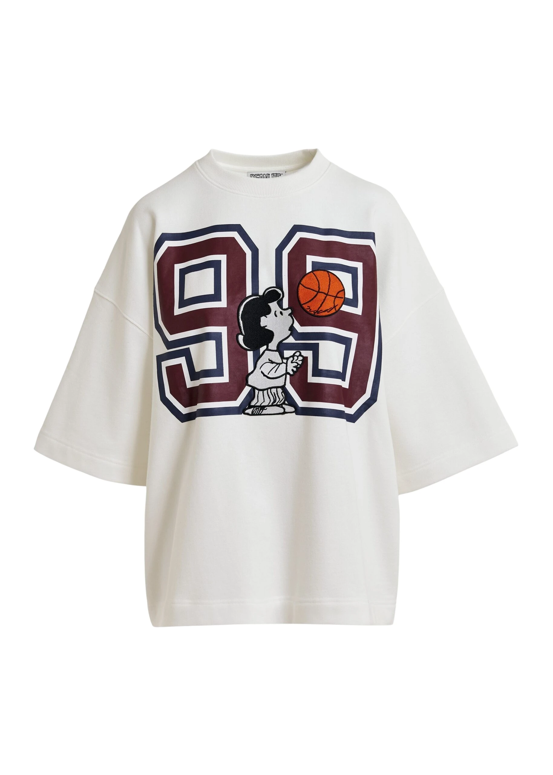 Essentiel-Antwerp-Off-white-T-shirt-with-appliqued-Peanuts™-Lucy-patch-and-text-print-scaled22734_nobg Off-white T-shirt with appliquéd Peanuts™ Lucy patch and text print