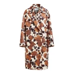 Off-white and brown double-breasted coat