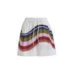 Off-white and multicolor cotton shorts with placed stripe print