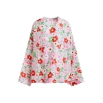 Off-white and multicolor floral jacquard top