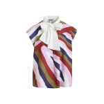 Off-white and multicolor graphic sleeveless top with tie neckline
